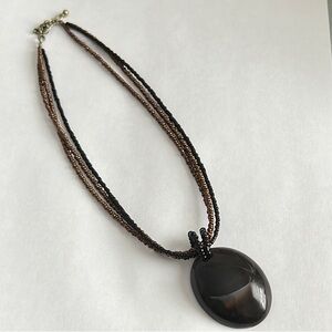 Elegant Black and Brown Beaded Necklace